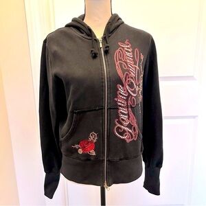 Disney Mickey Mouse Black Hoodie with Embroidered and Studded  Design SZ M